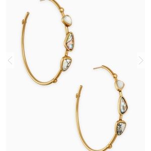 Kendra Scott Ivy Vintage Gold Hoop Earrings-White